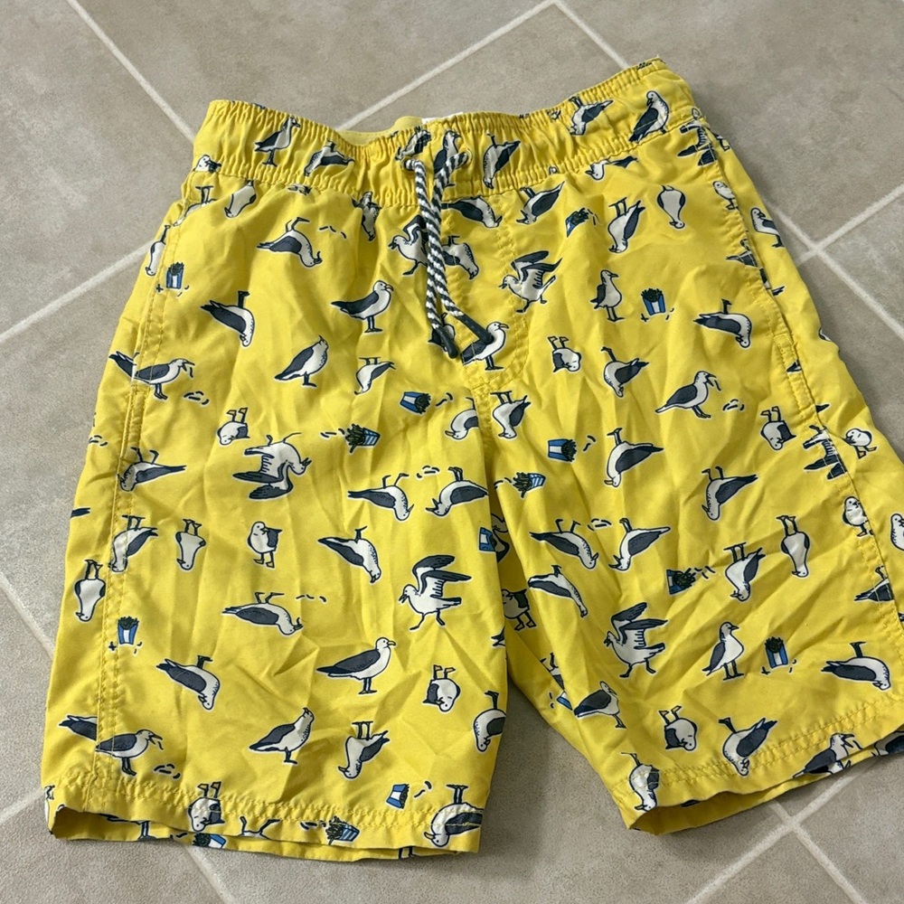 Cat & Jack Yellow Swim Trunks with Seagull Print